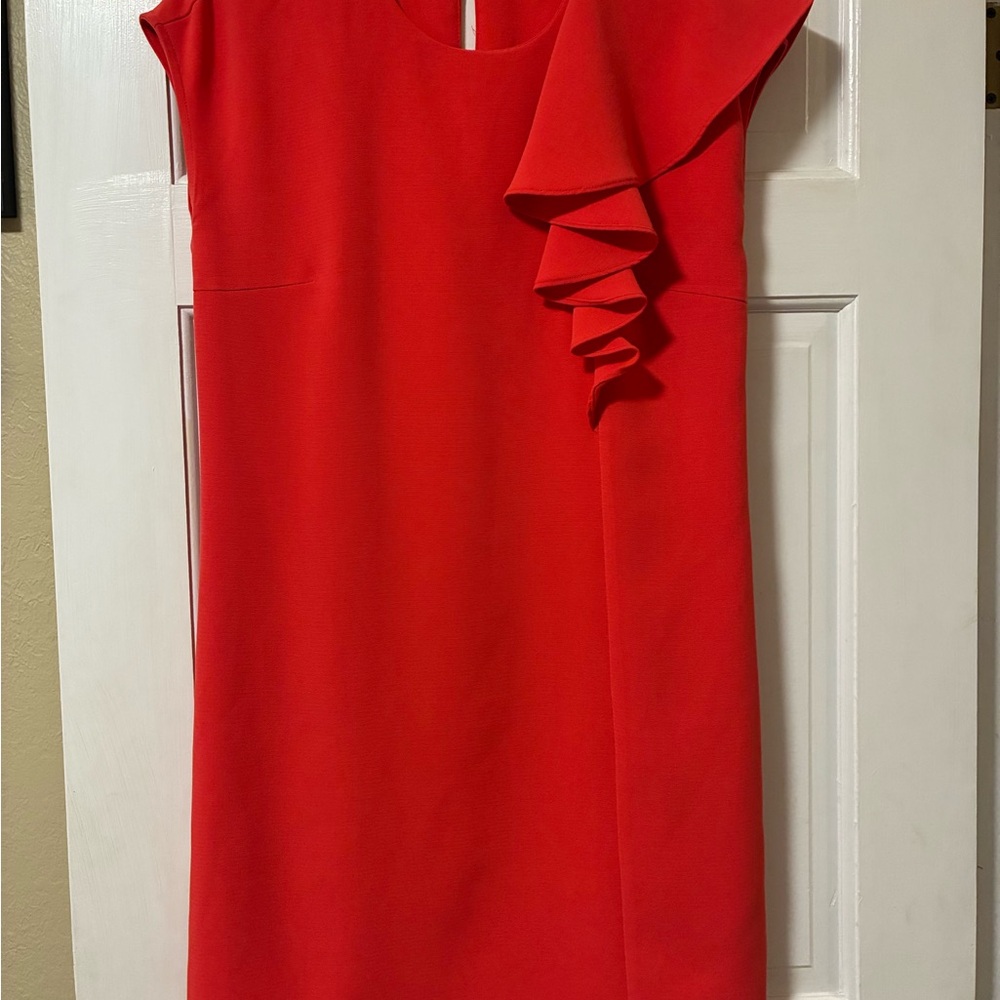 Jade Coral Asymmetrical Ruffled Cocktail Dress